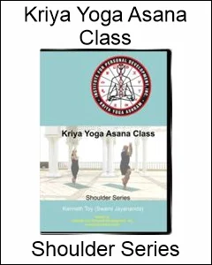 A poster for the Kriya Yoga Asana Class called Shoulder Series. KASH DVD