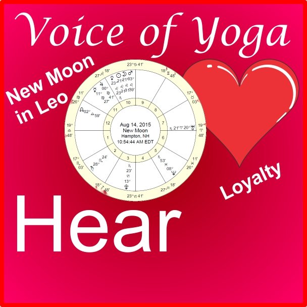 A poster for The Voice of Yoga New Moon in Leo Show.