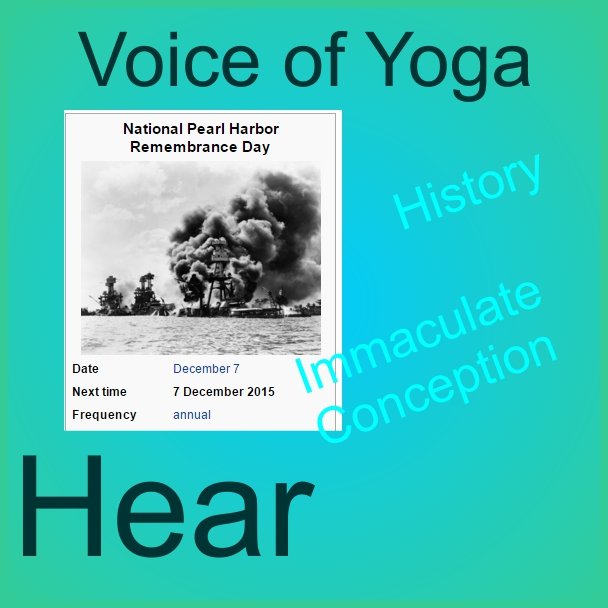 a poster for the radio show about the Immaculate Conception 2016 and Pearl Harbor.