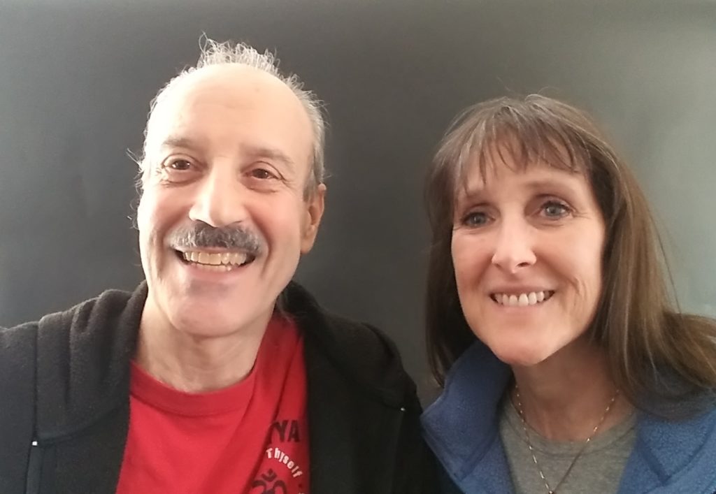 a picture of Lisa and Kenny doing the radio show on Independence 2017.