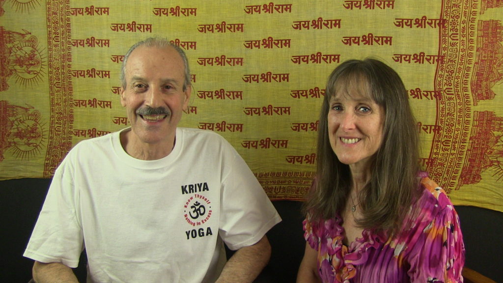 a picture of Lisa and Kenny doing the radio talk show on Samadhi 2017.