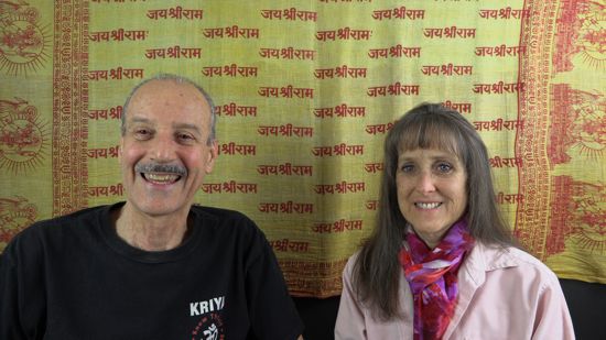 a picture of Lisa and Kenny doing the radio show Acquiring a Taste for the Divine