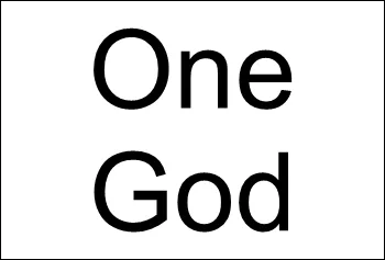 A poster for the welcome page slider announcing One God