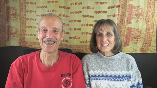 A picture of Lisa and Kenny doing the podcast Secret of the Healing Ministry.